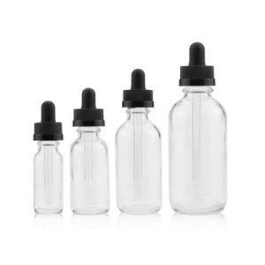 Garrafa Boston transparente de 4 oz com tampa de conta-gotas