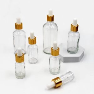 Garrafa Boston transparente de 8 oz com tampa de conta-gotas