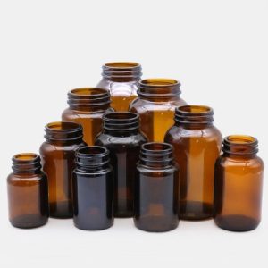 Янтарная бутылка с широким горлом 100 мл