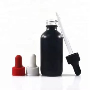Bouteille Boston noire de 1 oz avec bouchon compte-gouttes