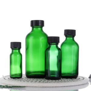 Garrafa Boston verde de 16 oz com tampa de conta-gotas